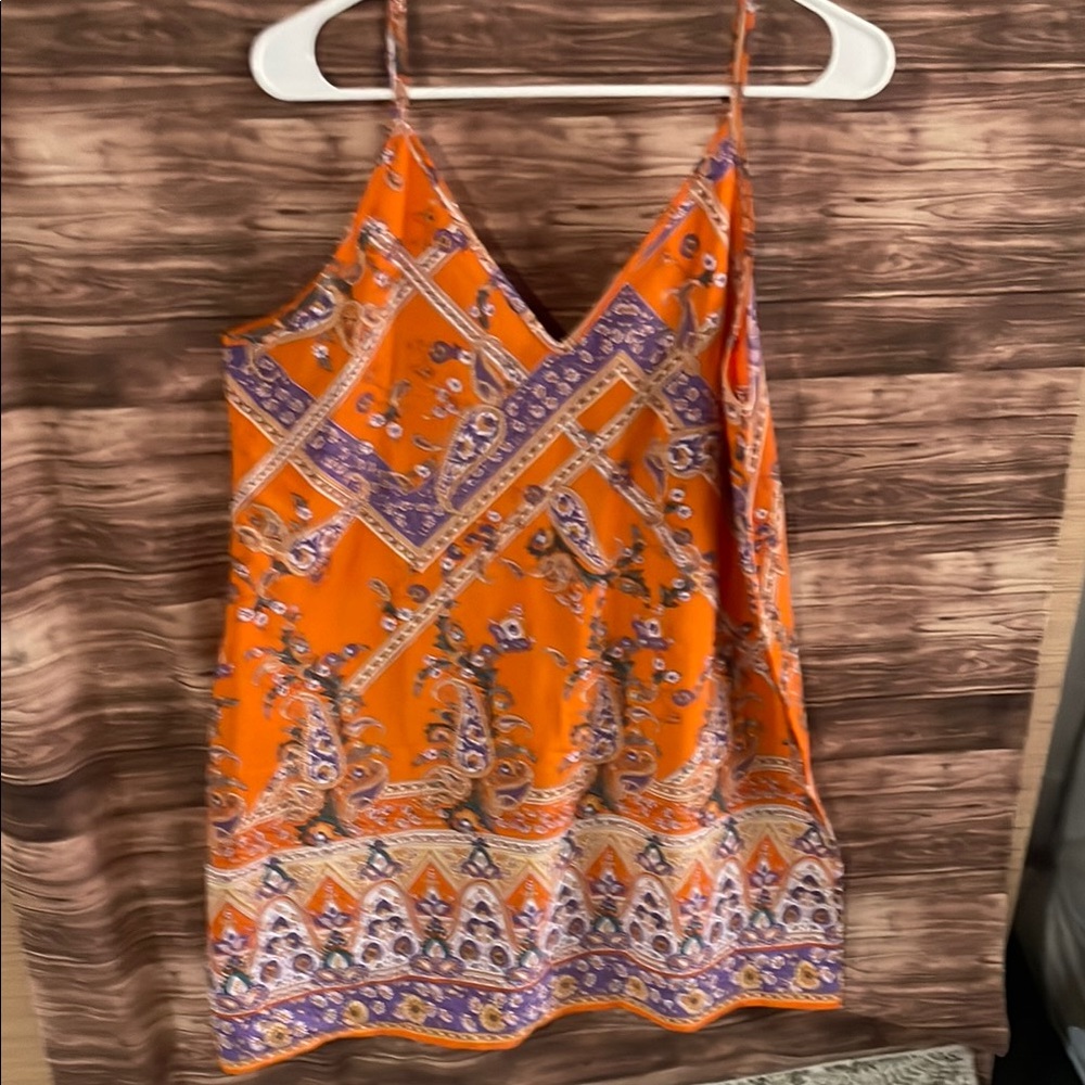 Vibrant Orange Asymmetrical Sleeveless Camisole top